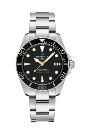 Ceas Certina DS Action Diver 40.5mm Powermatic 80 C048.407.11.051.01 cadran negru - vedere frontala