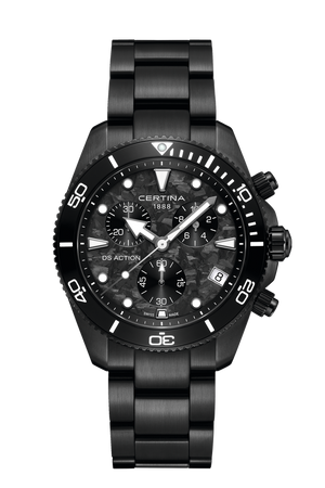 Ceas Certina DS Action Chrono C048.417.33.201.00 cadran negru carbon - vedere frontala