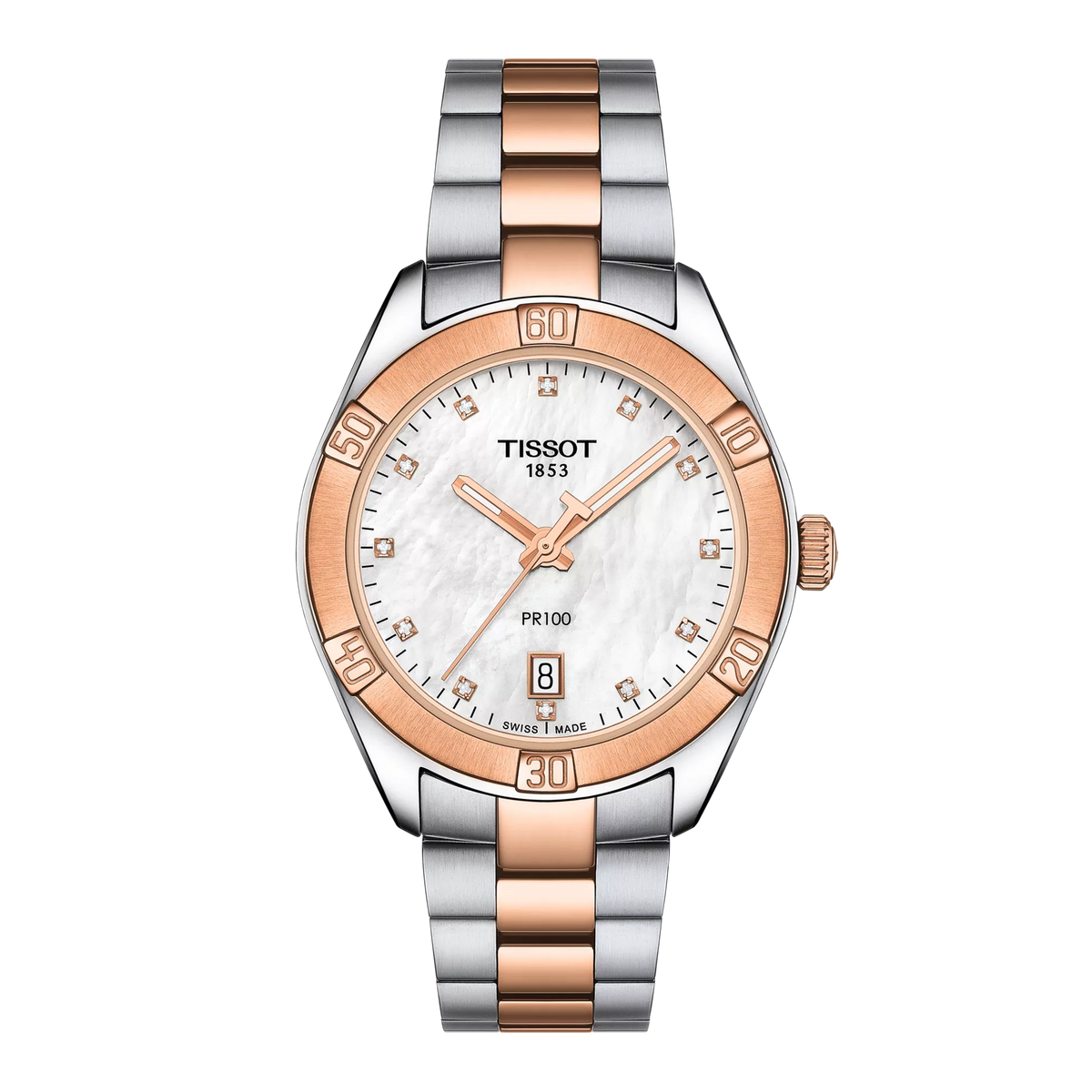 Ceas Tissot PR 100 Sport Chic T101.910.22.116.00 - vedere frontala pe fundal alb