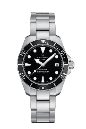Ceas Certina DS Action Diver 38mm Powermatic 80 C032.807.11.051.00 cadran negru - vedere frontala