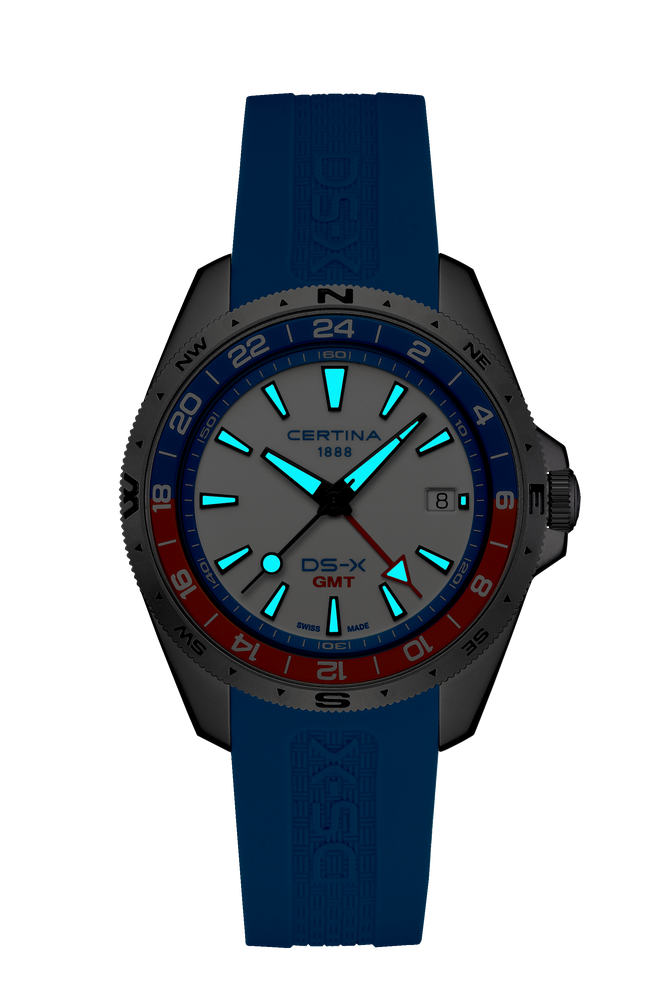 Ceas Certina DS-X GMT C047.452.17.011.00 - index luminescent in intuneric