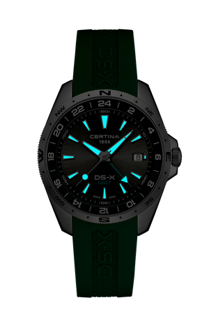 Ceas Certina DS-X GMT 41.2mm C047.452.17.081.00 - index luminescent in intuneric
