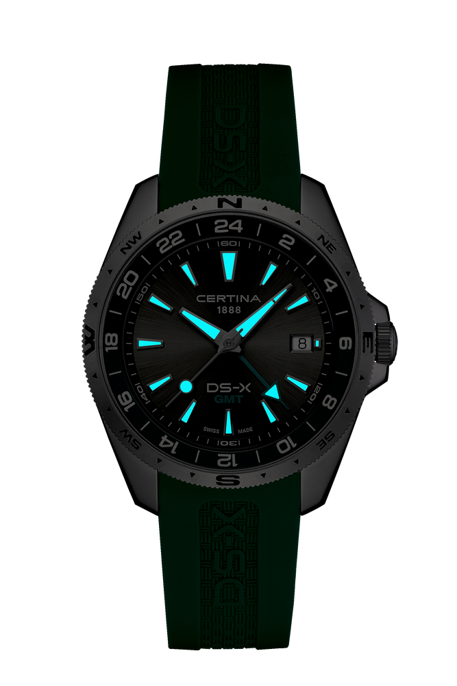 Ceas Certina DS-X GMT 41.2mm C047.452.17.081.00 - index luminescent in intuneric