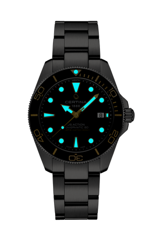 Ceas Certina DS Action Diver 40.5mm Powermatic 80 C048.407.11.051.01 - index luminescent in intuneric