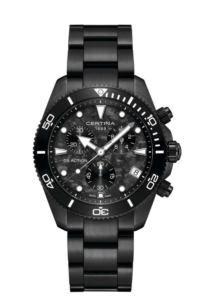 Ceas Certina DS Action Chrono C048.417.33.201.00 cadran negru carbon - vedere frontala