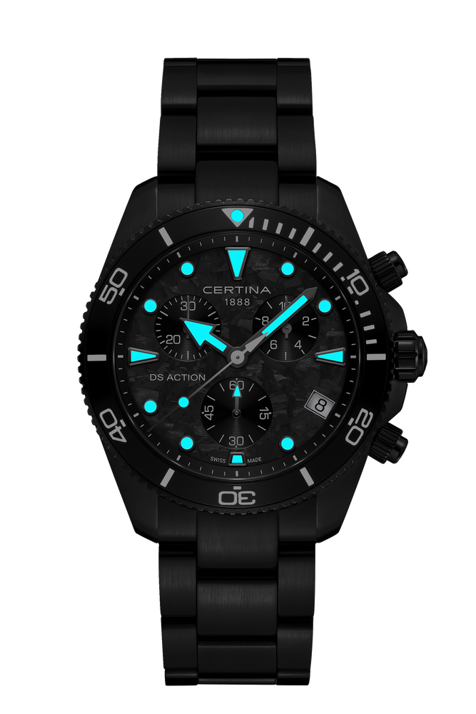 Ceas Certina DS Action Chrono C048.417.33.201.00 - index luminescent in intuneric