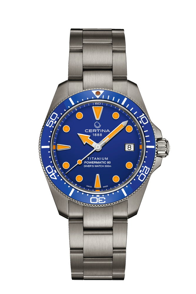 Ceas Certina DS Action Diver Titan C048.807.44.041.00 cadran albastru - vedere frontala