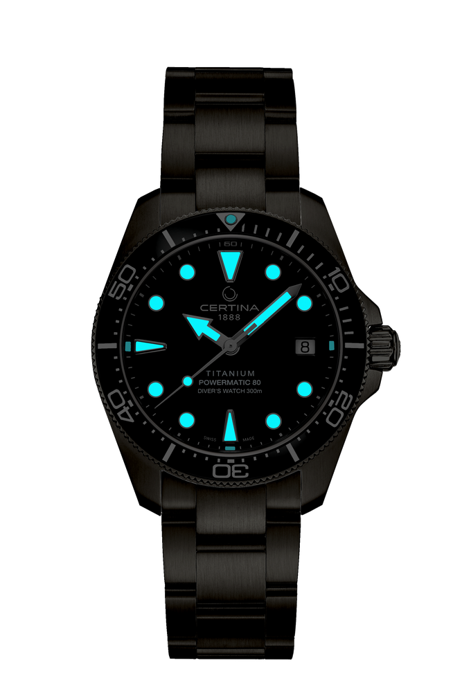 Ceas Certina DS Action Diver Titan C048.807.44.051.01 - index luminescent in intuneric