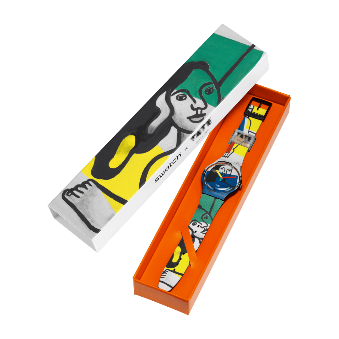 Ceas Swatch Leger's Two Women Holding Flowers SUOZ363 - detaliu