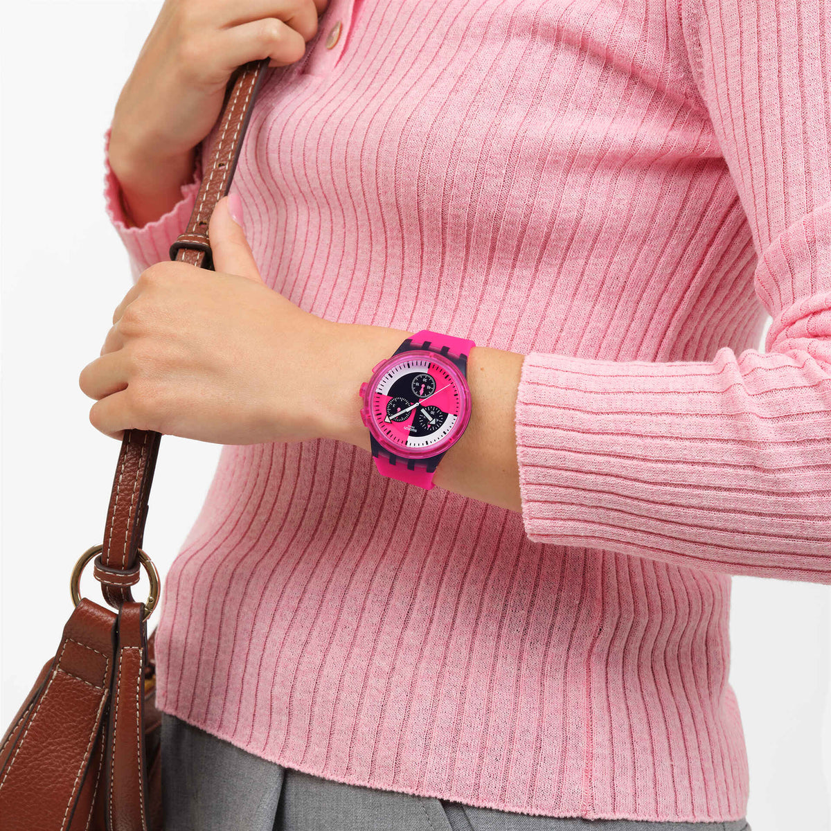 Ceas Swatch Fuchsia Lines