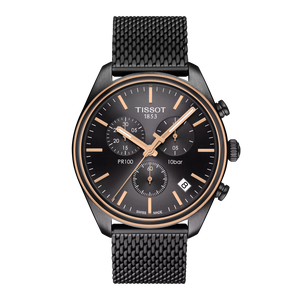 Ceas Tissot PR 100 Chronograph T101.417.23.061.00 - vedere frontala pe fundal alb