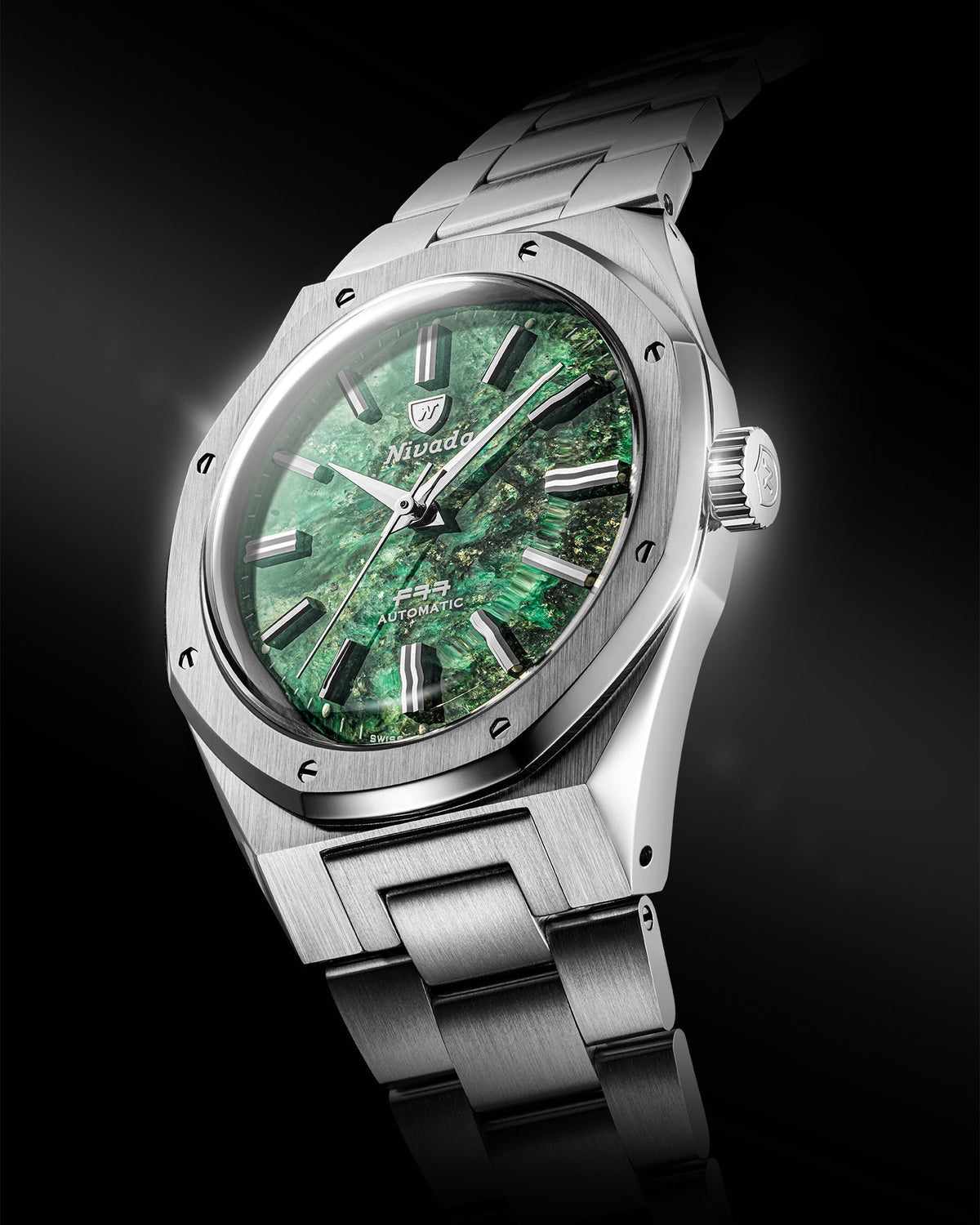 Nivada F77 Green Aventurine MK2 38mm, vedere laterala