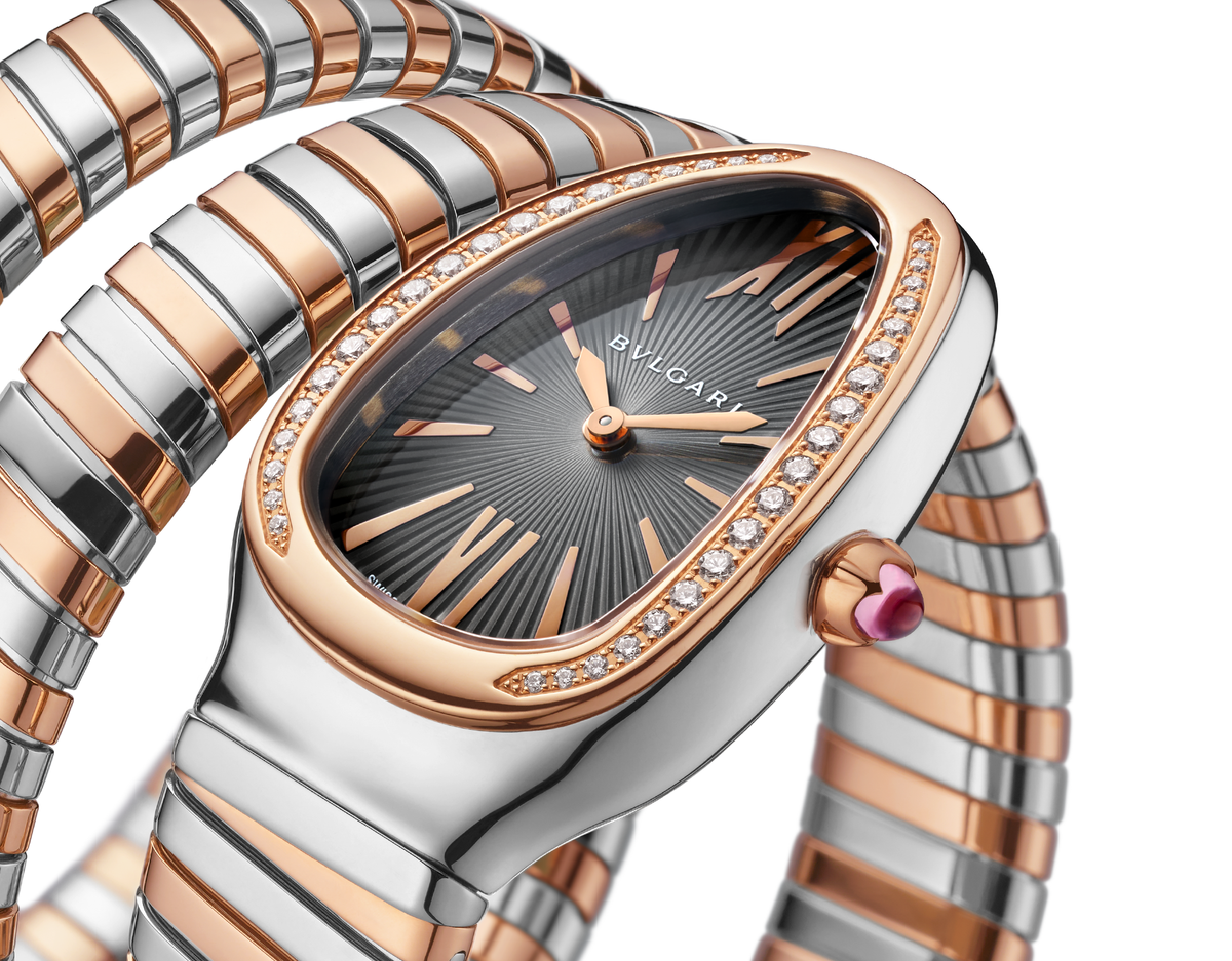 BVLGARI SERPENTI TUBOGAS ROSE GOLD GREY DIAL
